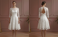Keyhole Back Sleeve Wedding Dress Short Lace Detail Elegant