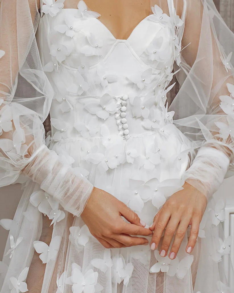 Bata de novia con perlas, vestidos de boda para mujer, albornoz personalizado de lujo para novia, longitud hasta el suelo de mariposa, fiesta de cumpleaños Boudoir 