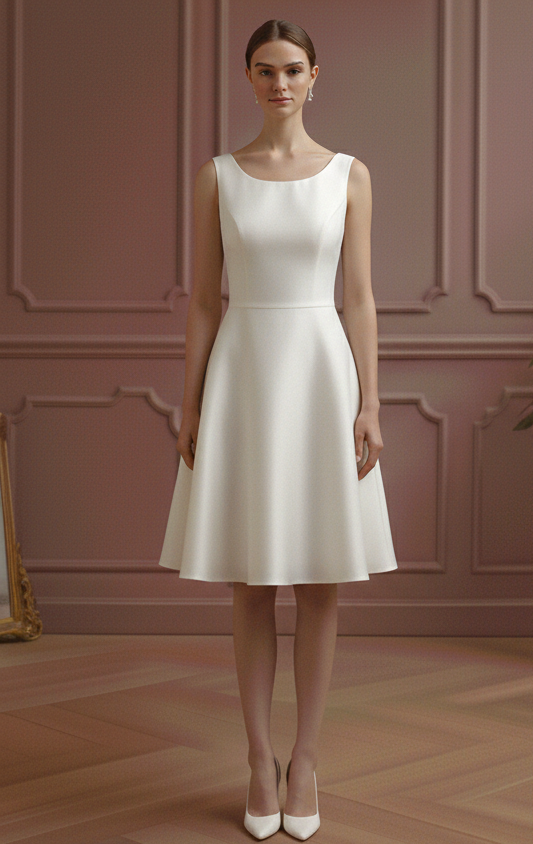 Cream Wedding Dress Matte Finish Short Evening Style Bridal