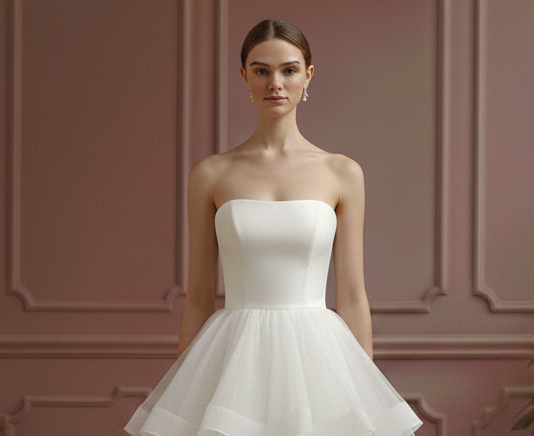 Layered Wedding Dress Organza Ball Short Gown Classic Fashion