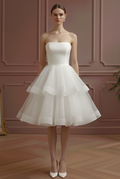 Layered Wedding Dress Organza Ball Short Gown Classic Fashion