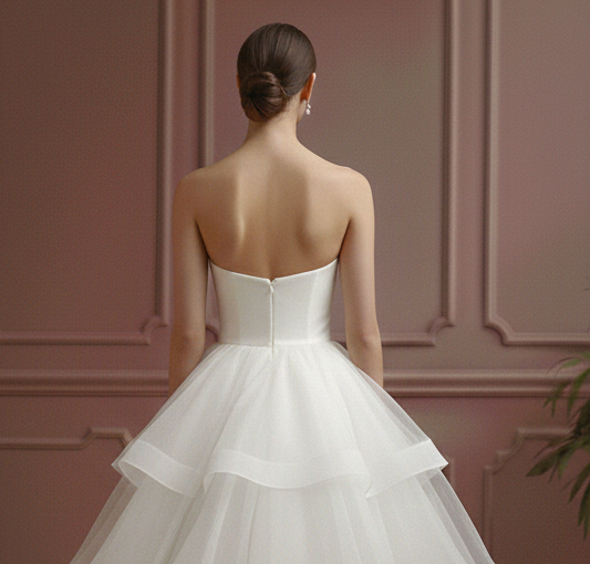 Layered Wedding Dress Organza Ball Short Gown Classic Fashion