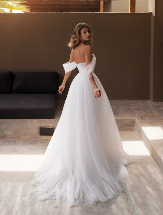 Vestidos de novia de encaje de princesa de lujo con cuentas, vestidos de novia de corte A con escote en forma de corazón y hombros descubiertos, Vestido de fiesta Formal elegante