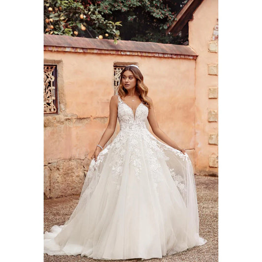 Boho eleganti abiti da sposa per donne in spiaggia per perline per perline per perline da spicco abiti da sposa Tulle Robe De Mariée