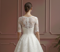 Short Petite Sleeve Wedding Dress Adjusted Fit Lace Elegant