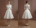 Short Petite Sleeve Wedding Dress Adjusted Fit Lace Elegant