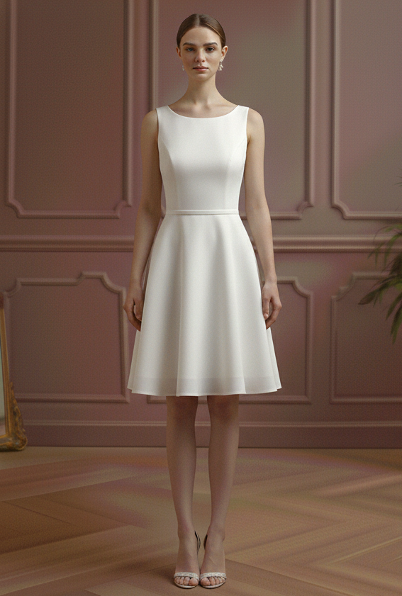 Illusion Back Wedding Dress Matte Short Button Detail Wear