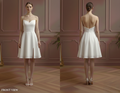 Short Slit Satin Wedding Dress Classic Spaghetti Strap Style