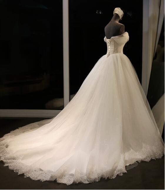 Princess Lace Tulle Gaun Pengantin Garis Sayang dari Bahu Appliques Boho Gaun Pengantin untuk Wanita Vestidos de Novia