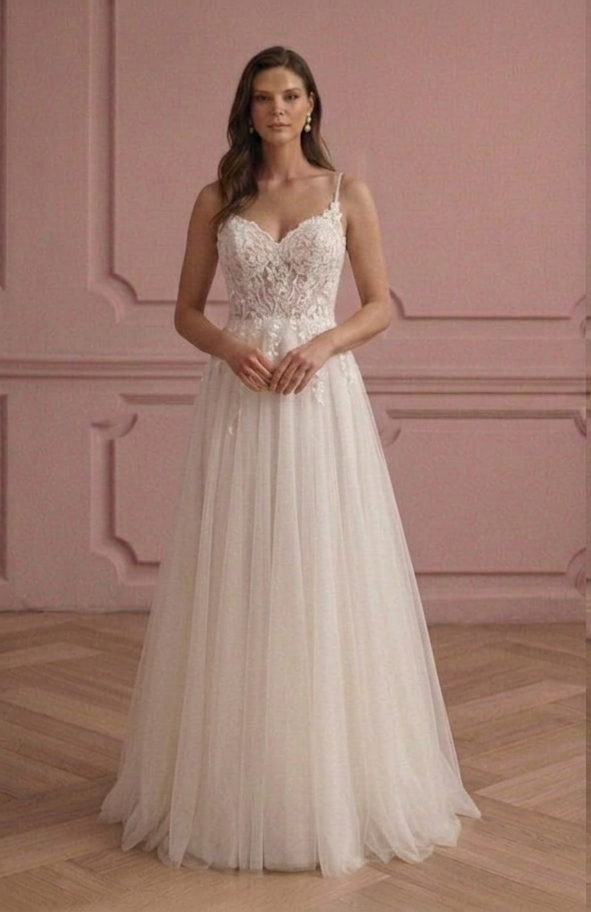 Classic A-Line Wedding Dress Tulle Skirt Traditional Bridal Style
