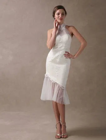 Satin Fabric Zip On Back Ankle Length Wedding Dress Vestido De Novia Mermaid Satin Bow Satin Court Train Sleeves Bridal Gowns Modern Princess White Satin