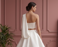 One Shoulder Wedding Dress Grecian Short Satin Bridal Gown