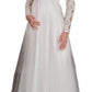 Pregnant Wedding Dresses Lace Tulle Full Sleeves Deep V Neck A Line Empire Waist Long Floor Length Bride Gown Women Formal