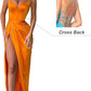 Plunging Long Prom Dresses Stretchy Satin High Slit Formal Party Women Evening Gowns Elegant Simple Custom made