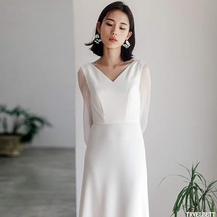 French White Wedding Dresses for Bride Elegant Sexy V Neck Long Prom Evening Guest Party Women Dress Summer Formal vestidos