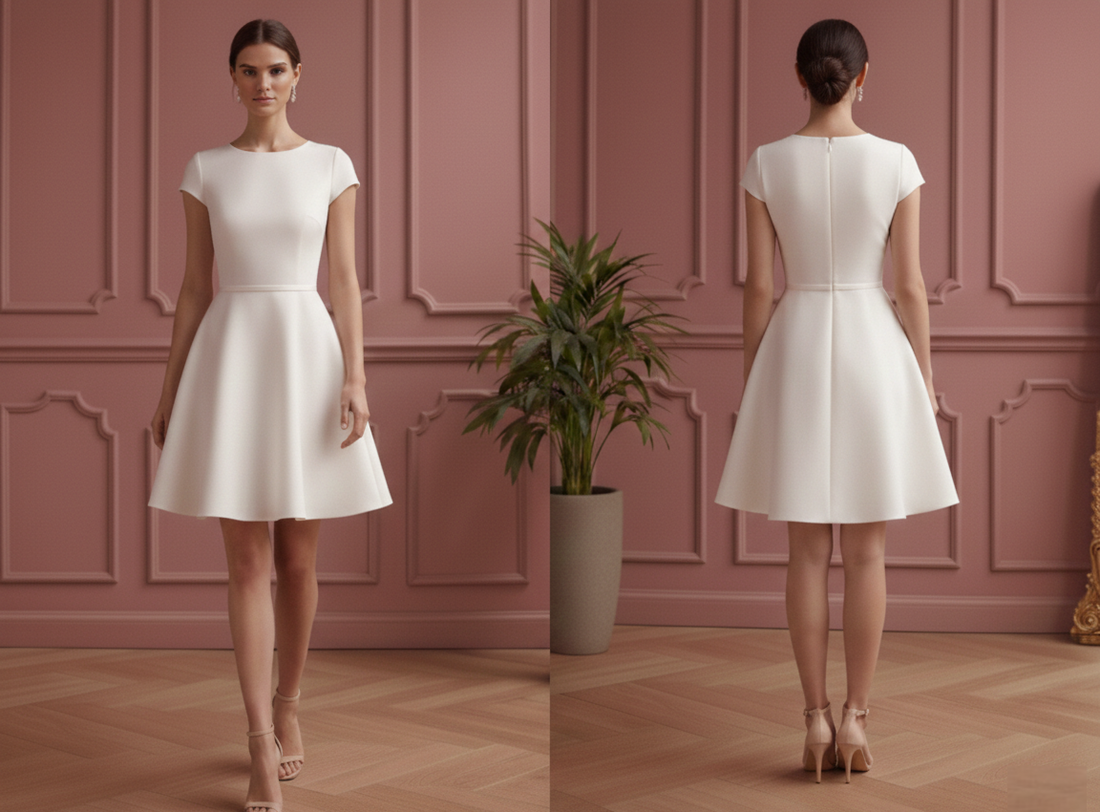 Minimalist Wedding Dress Crepe Short Modern Alternative Gown