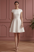 Minimalist Wedding Dress Crepe Short Modern Alternative Gown