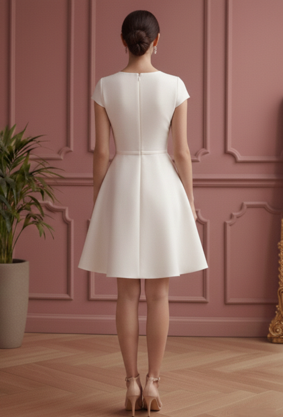 Minimalist Wedding Dress Crepe Short Modern Alternative Gown