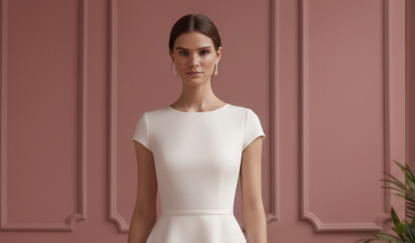 Minimalist Wedding Dress Crepe Short Modern Alternative Gown