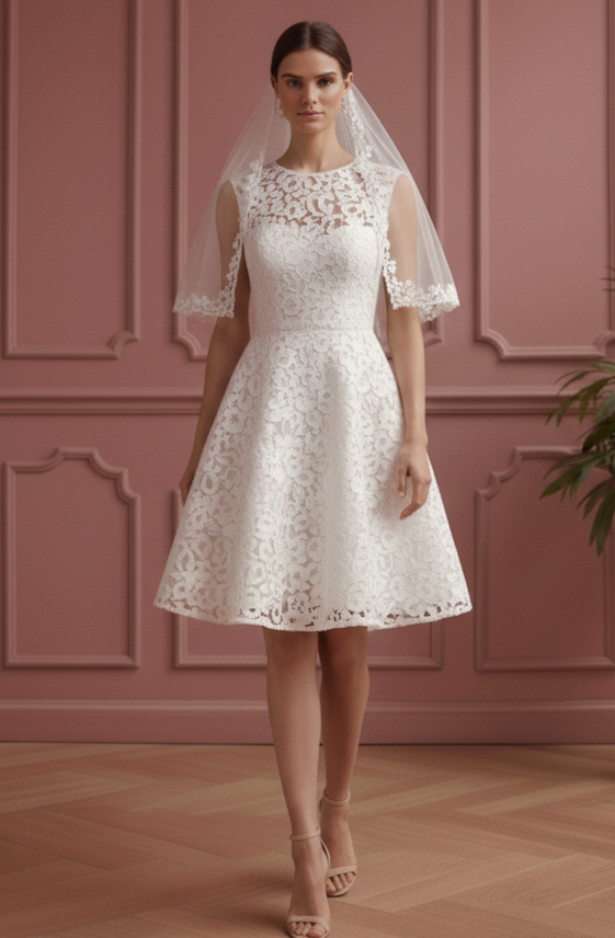 Minimalist Wedding Dress Crepe Short Modern Alternative Gown