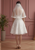 Short Veil Wedding Dress Matching Short Lace Set Bridal
