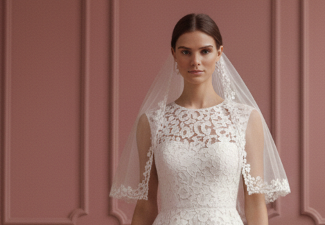 Short Veil Wedding Dress Matching Short Lace Set Bridal