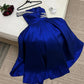 Sexy One Sleeve A-line فساتين مناسبة رسمية Sapphire Blue Thick Satin Prom Dress Sequins On Chest Vestidos De Noche