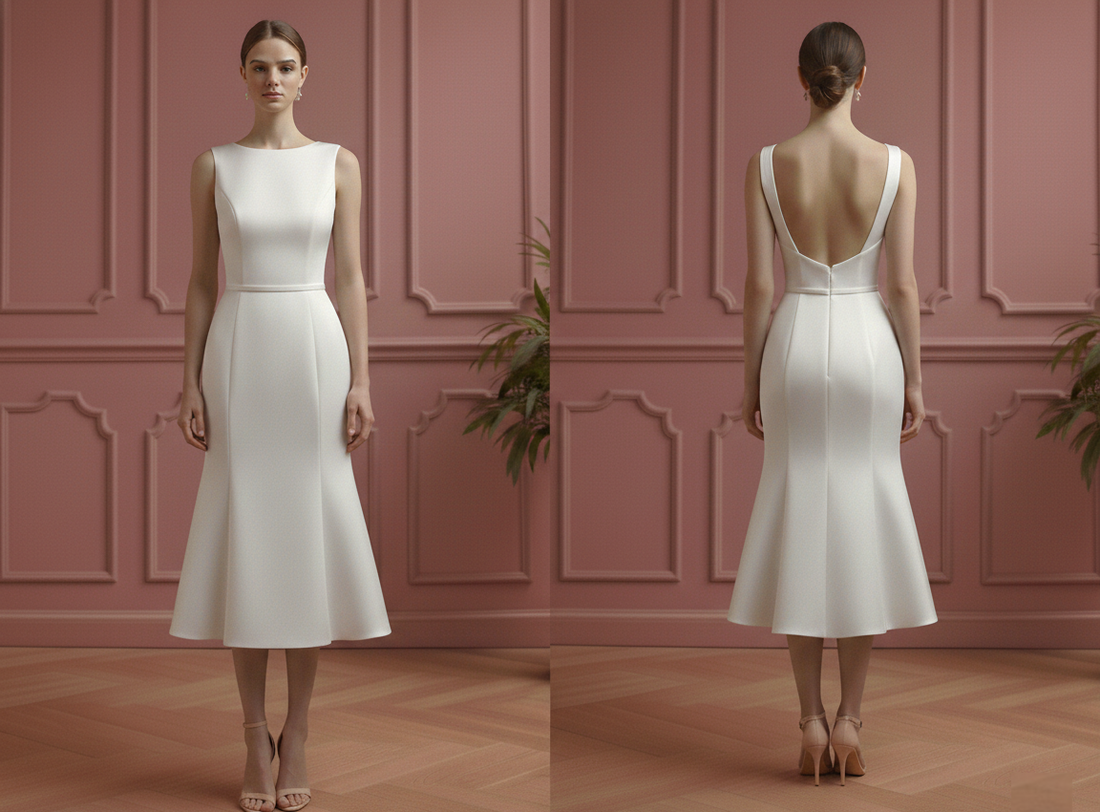 Satin Mermaid Wedding Dress Minimalist Short Traditional Wear