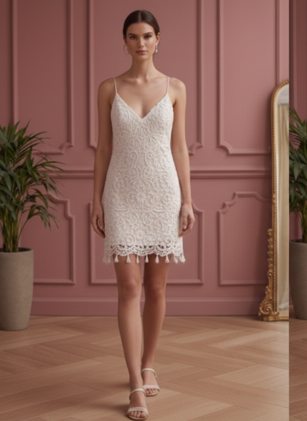 Crochet Wedding Dress Handcrafted Short Boho Beach Gown