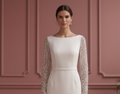 Beaded Sleeve Wedding Dress Simple Short Classic Bridal Wear