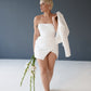 Short Zipper Sheath Wedding Dress Worn Together with a Jacket Princess Bridal Gowns Vestido De Novia Mermaid Court Train