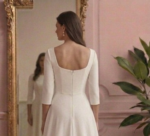 Modern A-Line Wedding Dress Crepe Clean Lines Simple Gown