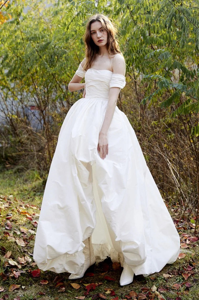 Vestido de novia moderno y sencillo, modesto, con hombros descubiertos, escote en forma de corazón, vestidos de novia de manga corta, vestido de fiesta Formal con abertura lateral