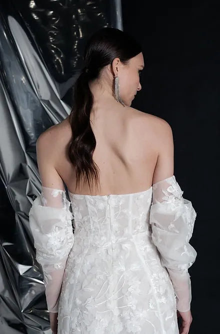 Short Dress Embroidery Flower Modern Princess Bridal Mermaid Vestido De Novia Wedding Dress Satin Gown Bow Satin Court Train Satin