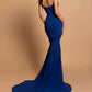 Royal Blue Mermaid Evening Dresses Sparkly Beaded Sweetheart Stretch Satin Formal Party Dress Prom Gown Custom Made