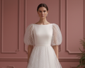 Polka Dot Sleeve Wedding Dress Short Tulle Fun Classic Gown