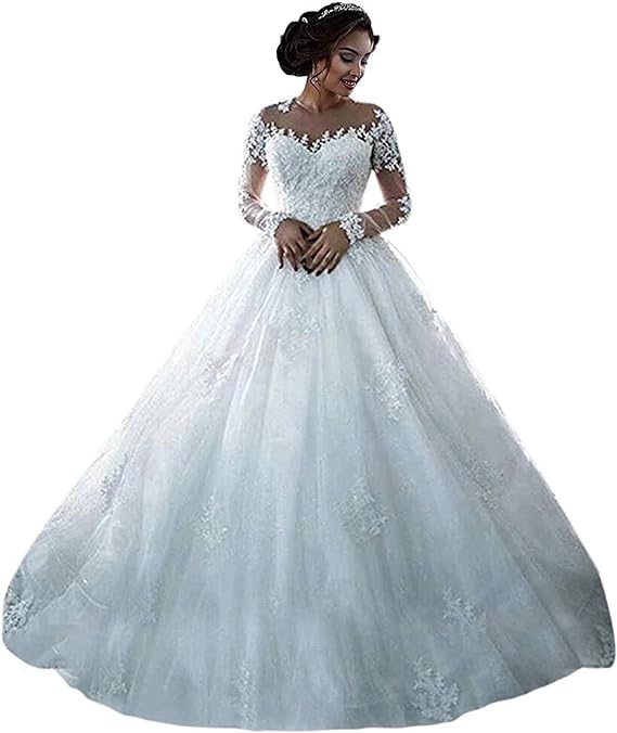 Elegant Dresses for Women Long Sleeve Wedding Dress Brides Robe Ball Gown Boutique Bride Female Floor-length Formal