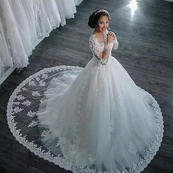 Elegant Dresses for Women Long Sleeve Wedding Dress Brides Robe Ball Gown Boutique Bride Female Floor-length Formal