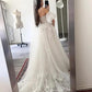 White Lace Embroidery Tulle Prom Dress Luxury Off Shoulder A-line vestidos par boda Elegant Sleeveless Wedding Dress