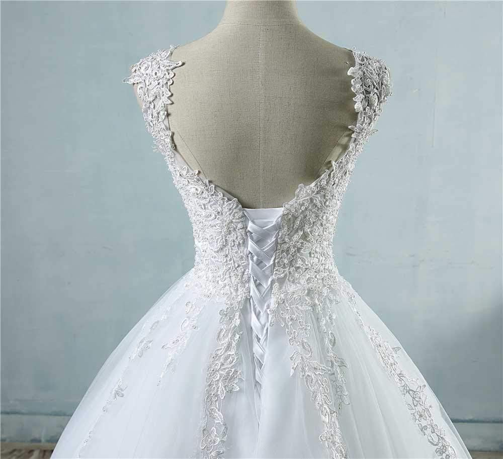 ZJ9076 Ball Gown Spaghetti Straps White Ivory Tulle Pearls Bridal Dress For Wedding Dresses Marriage Customer Made