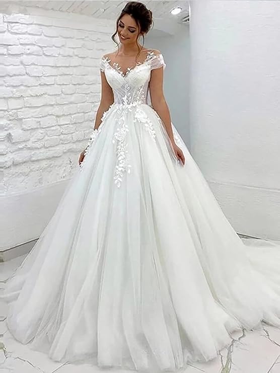 Lorie Prinzessin Hochzeitskleid von der Schulter 3d Spitzen Applikationen Boho Braut Kleider Vestido de Novia Custom Made Ballkleider