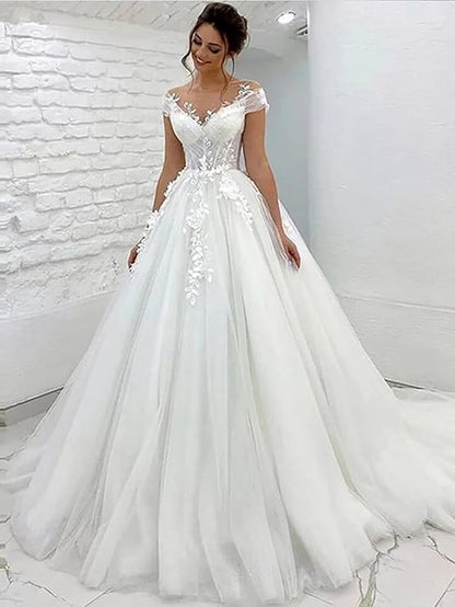 LORIE Princess Wedding Dress off The Shoulder 3D Lace Appliques Boho Bride Dresses Vestido De Novia Custom Made Ball Gowns