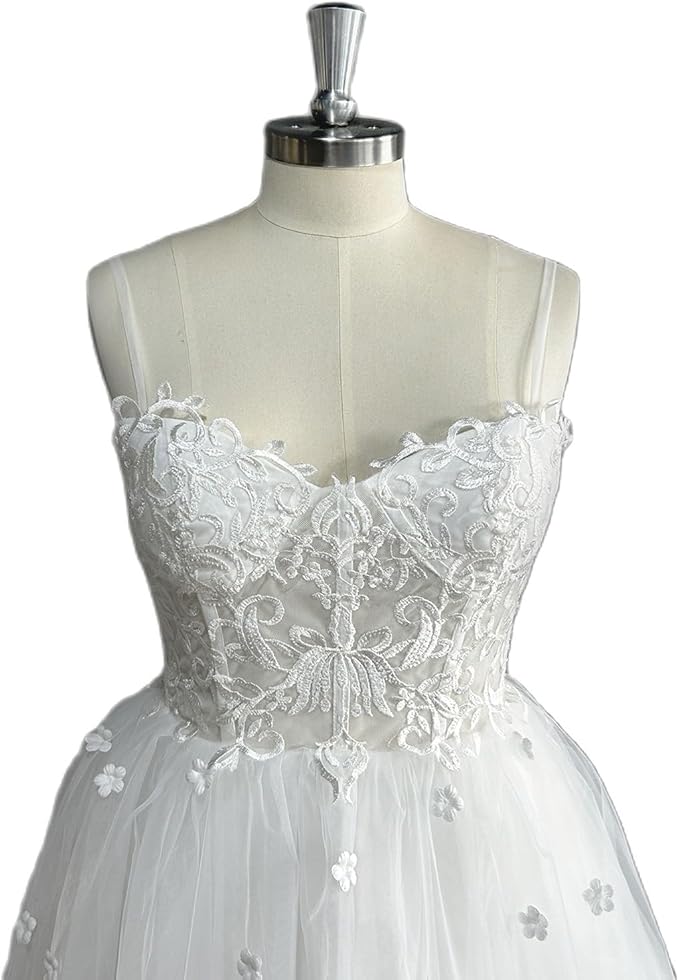 Dideytttawl sweetheart maniche lunghe tulle abito da sposa corto mini lunghezza fuori spalla abito da sposa foto