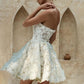 Beach Sleeveless Mini Length Short Wedding Party Dress Strapless Lace Appliques A Line Simple Bridal Gown Robe De Mariee