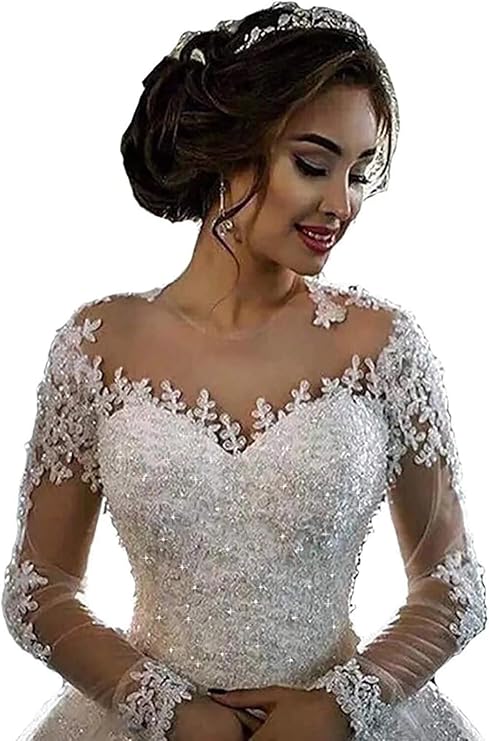 Elegante Kleider für Frauen Langarm Hochzeitskleid Braut Robe Ballkleid Boutique Braut Frauen weibliche bodenlange Formale