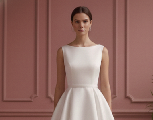 Silver White Wedding Dress Matte Finish Short Evening Bridal