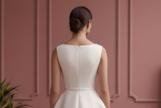 Silver White Wedding Dress Matte Finish Short Evening Bridal