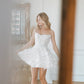 3D White Petals Bridal Gown Vestido De Novia Train Simple Dress Wedding Dress Satin  Bow Court