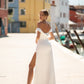 Off-Shoulder with Slit Wedding Dress Modern Mermaid Princess Vestido De Novia Gown Bow Court Train Dress Satin