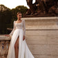 Elegant A-Line Wedding Dresses  Flowers Long Sleeves Long Bridals Party Gowns with Train Brides Evening Dresses for Women